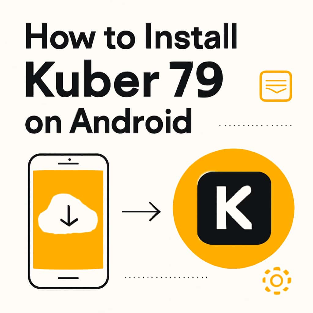 Illustration explaining the installation process for Kuber 79 on Android.